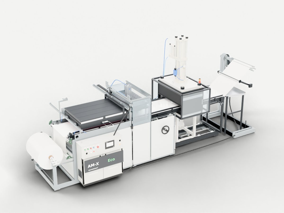 AM-X Eco roll-fed vacuum thermoformer with inline 40 t trim press