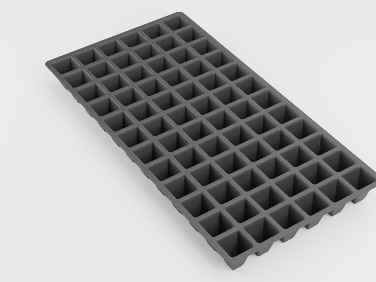 Black HIPS nursery plug tray with 72 cells